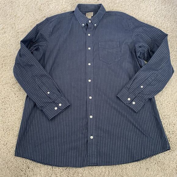 LL Bean Shirt Mens XL Tall XLT Traditional Fit Blue Striped Button Down Woven - Picture 5 of 5
